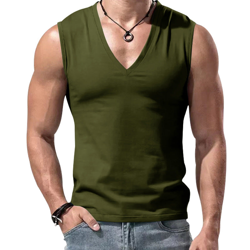Herren nan figurbetontes ärmelloses V-Ausschnitt Muskelshirt
