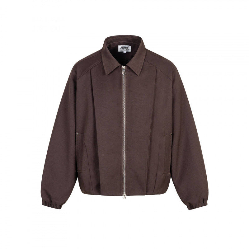 Unisex Boxy-Übergangsblouson mit Hemdkragen, Zwei-Wege-Metallreißverschluss und elastischen Bündchen Shop Nory