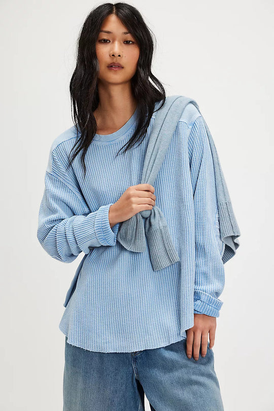 Damen Oversized Waffelstrick-Pullover mit weitem Schnitt und tiefem Raglan Shop Nory