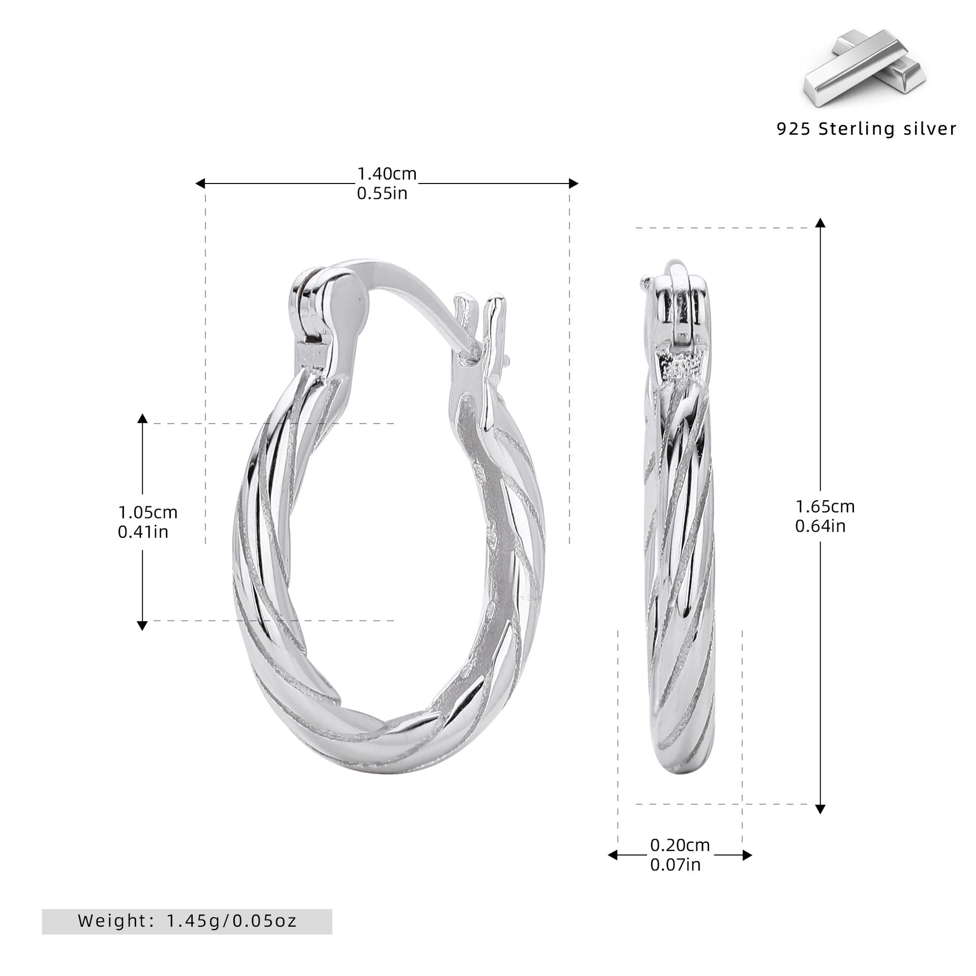 Damen Creolen mit luxuriösem Zopfmuster aus hochwertigem 925 Sterling Silber Shop Nory