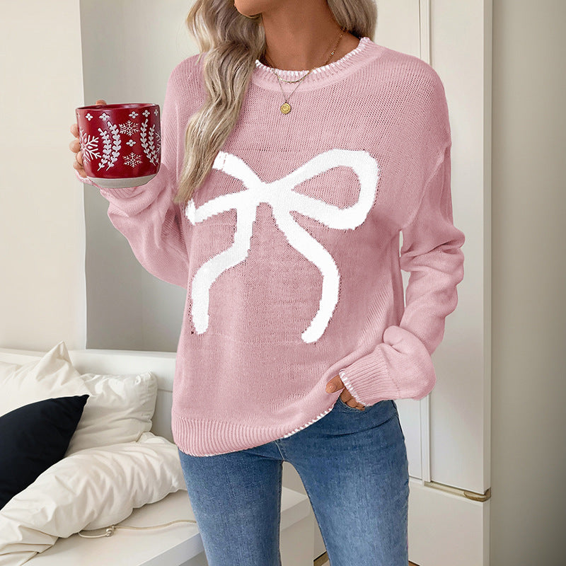Damen Bequemer Pullover mit Schleifenmuster Shop Nory