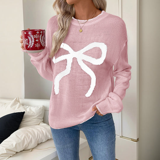 Damen Bequemer Pullover mit Schleifenmuster Shop Nory