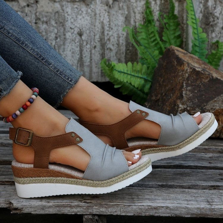 Damen Komfortable Plateau-Sandalen mit Riemen