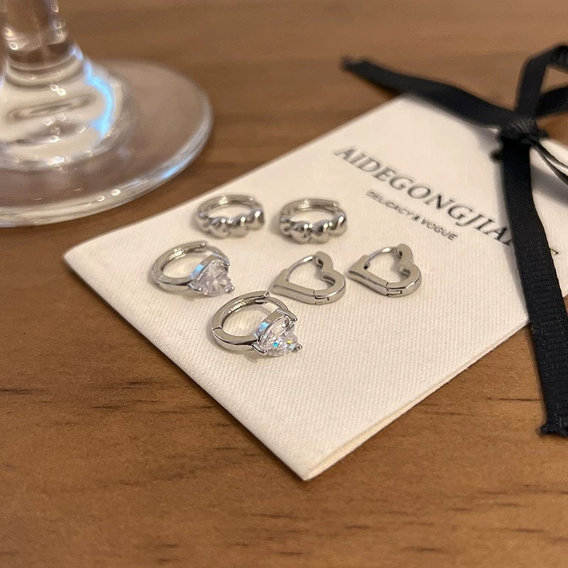 Damen Ring-Set mit funkelnden Herzen- und Blumendesigns Shop Nory