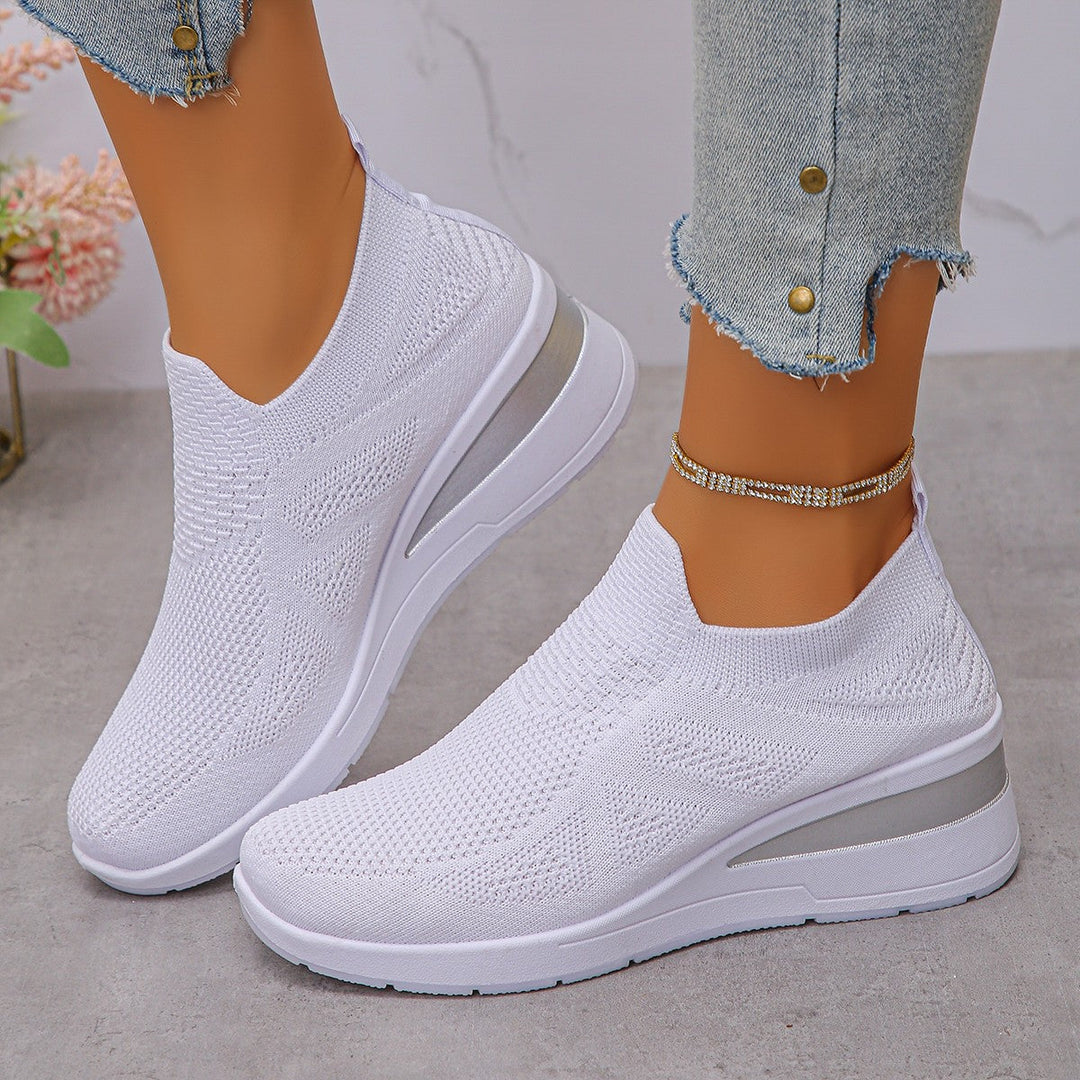 Damen Komfortable Wedge-Sneaker aus atmungsaktivem Strickmaterial