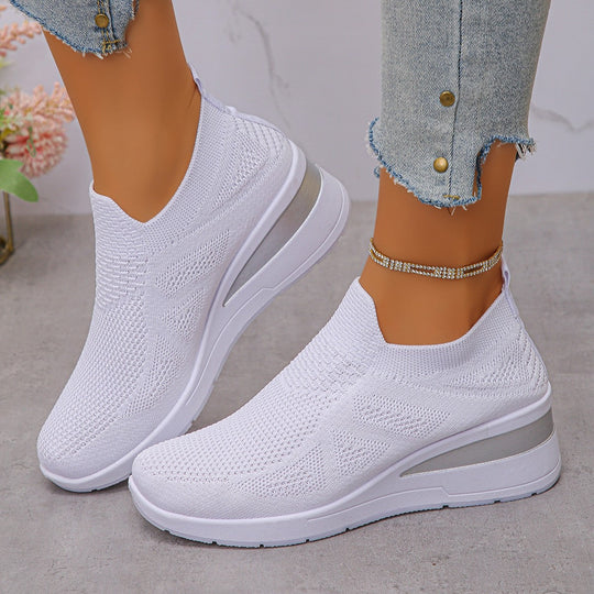 Damen Komfortable Wedge-Sneaker aus atmungsaktivem Strickmaterial