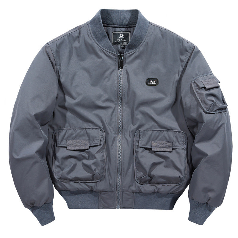 Herren Kurz geschnittener Utility-Bomber mit Multifunktionstaschen und geripptem Bund Shop Nory