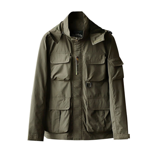 Herren urbane Feldjacke mit Mehrfach‑Taschen, windabweisender Oberfläche und verdeckter Kapuze Shop Nory
