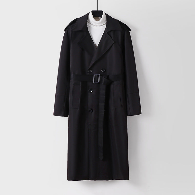 Herren Doppelreihiger Trenchcoat mit Taillengürtel und Schulterlaschen Shop Nory