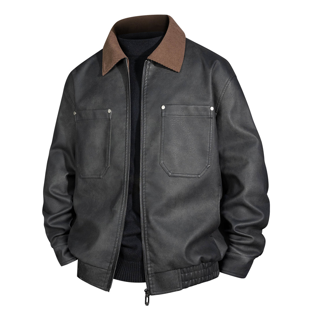 Herren Kurzjacke aus Veloursleder-Imitat mit geripptem Kragen und aufgesetzten Brusttaschen Shop Nory