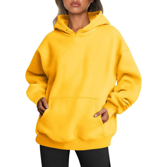 Damen Übergrößen Kapuzenpullover mit praktischen Taschen undlässigem Schnitt