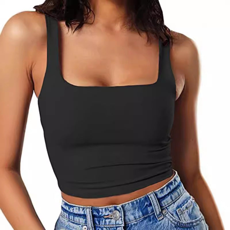 Damen Crop-Top mit quadratischem Ausschnitt und schmalem Schnitt