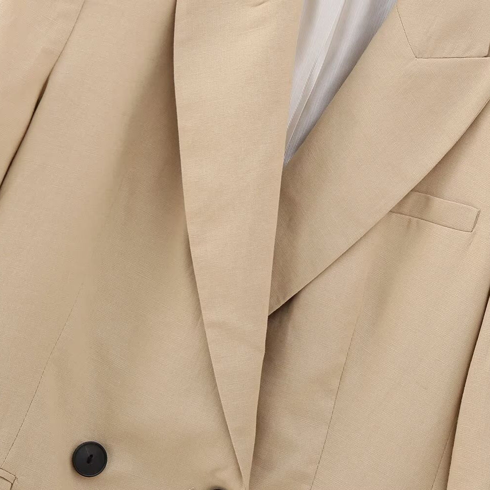 Damen Doppelreihiger Longline-Blazer mit strukturiertem Tailoring und verlängertem Saum Shop Nory