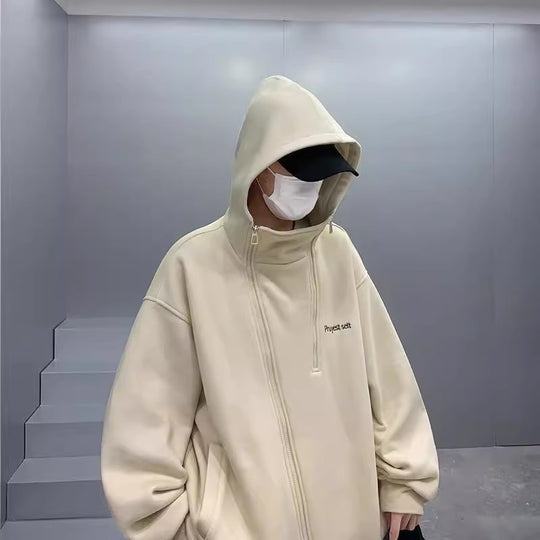 Unisex Oversized Fleecejacke mit hohen Kragen und Reißverschluss Shop Nory