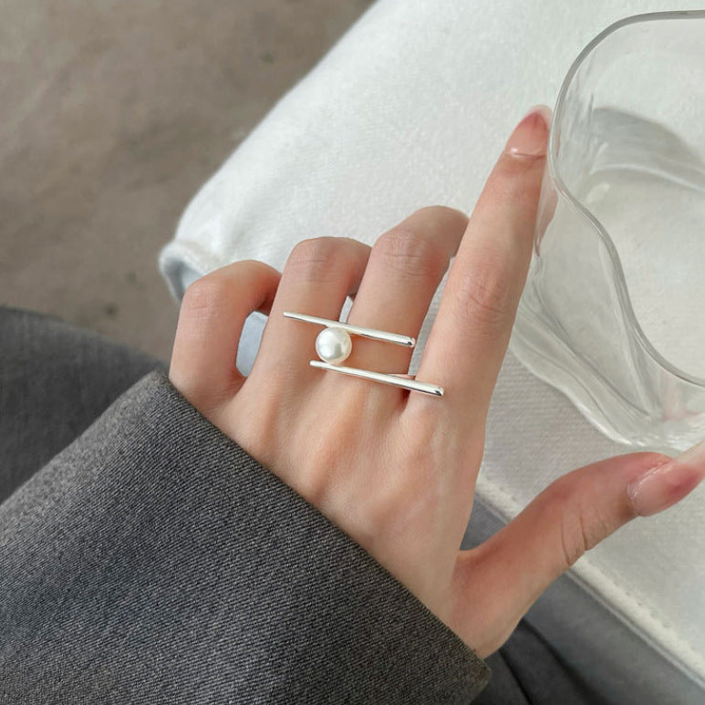 Damen Perlring mit modernem Minimalismus Shop Nory