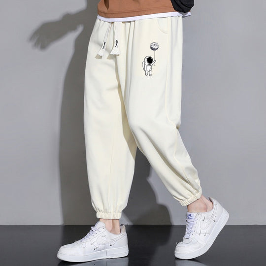 Herren Lockere Jogginghose mit Astronauten-Print, Kordelzugbund und elastischen Saumbündchen Shop Nory