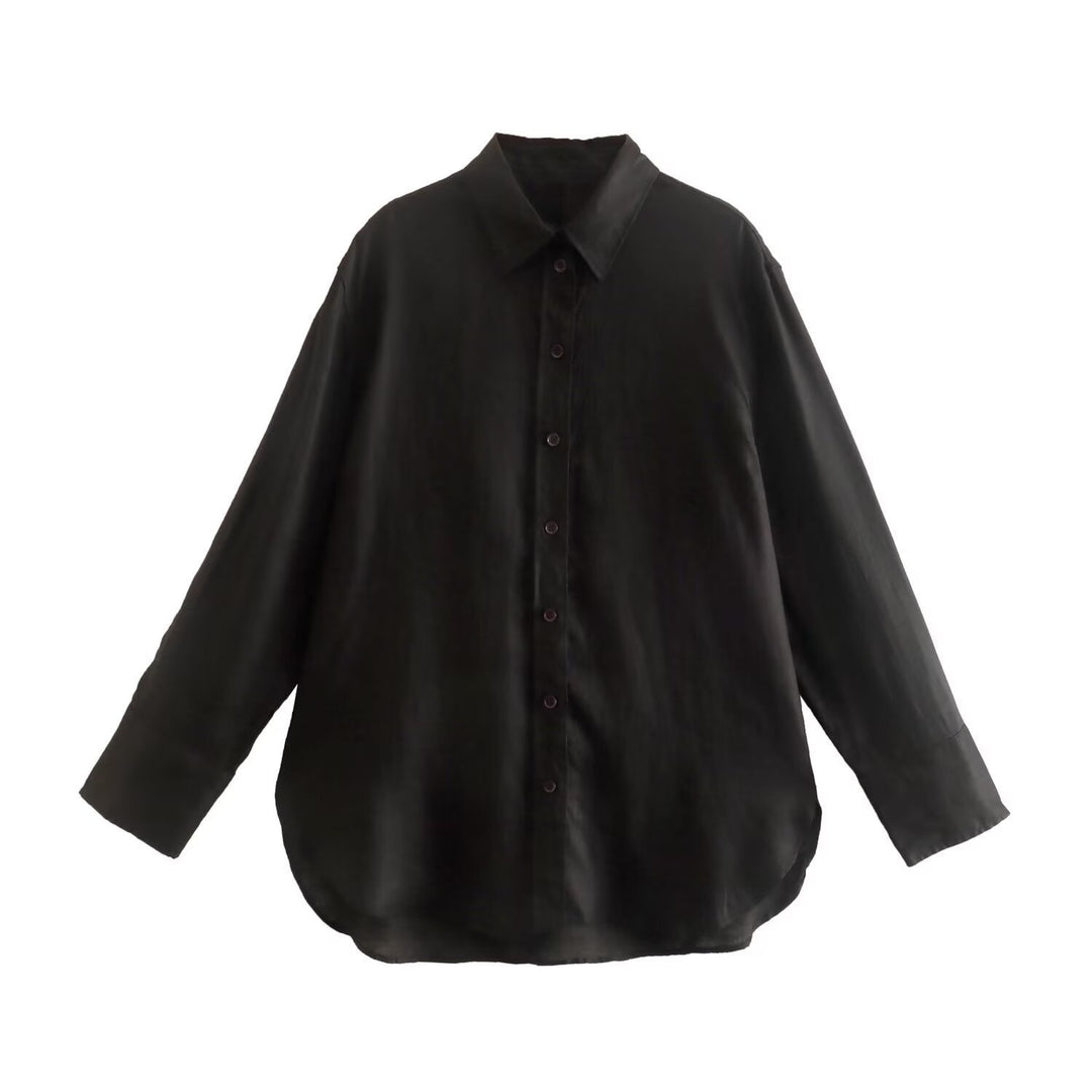 Damen Oversize-Hemdbluse mit verlängertem Rückenteil, kastigem Schnitt und durchgehender Knopfleiste Shop Nory