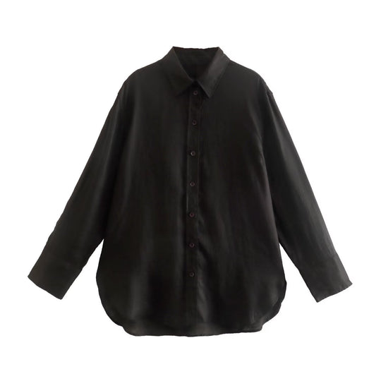 Damen Oversize-Hemdbluse mit verlängertem Rückenteil, kastigem Schnitt und durchgehender Knopfleiste Shop Nory