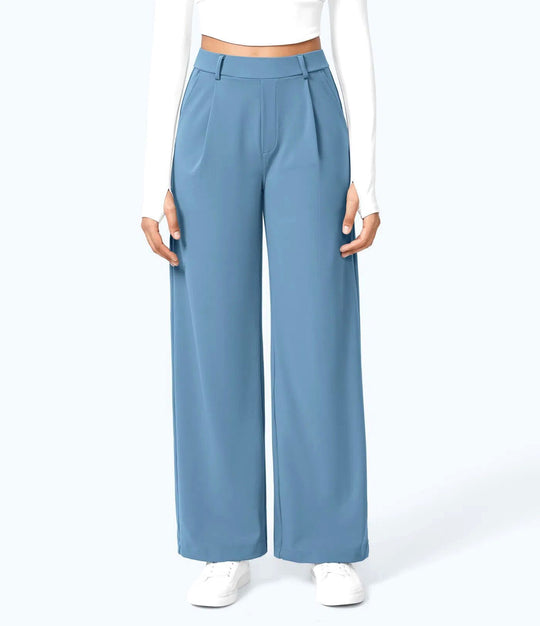 Damen Weite High‑Waist Palazzo‑Hose mit Bundfalten und Eingrifftaschen Shop Nory