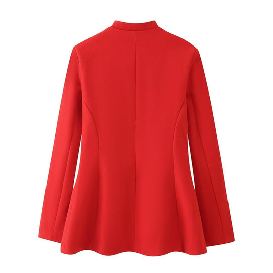 Damen Taillierte Kurzjacke im Mandarinstil mit Schlüsselloch‑Ausschnitt und Zierknotenverschlüssen Shop Nory