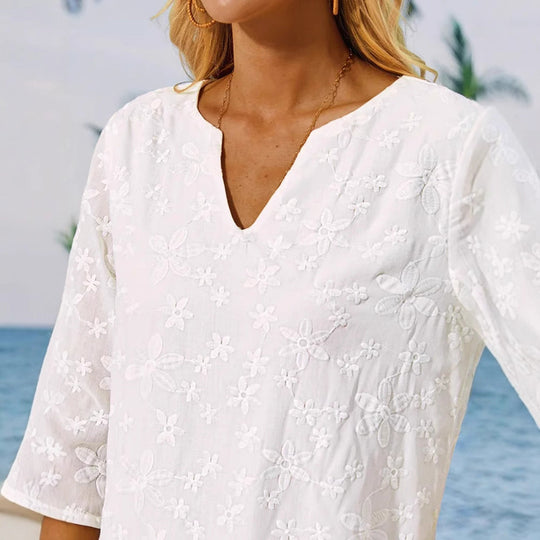 Damen Tunika-Kleid mit floralem Stickdesign