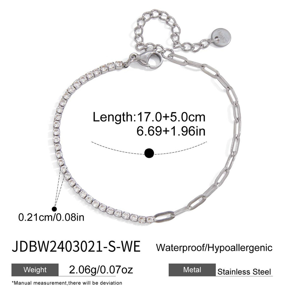 Damen Armband mit funkelndem Zirkonia und hypoallergenem Edelstahl Shop Nory