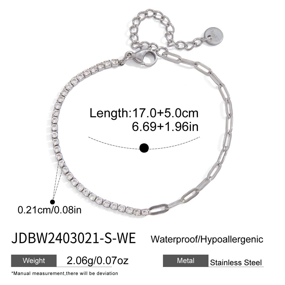 Damen Armband mit funkelndem Zirkonia und hypoallergenem Edelstahl Shop Nory