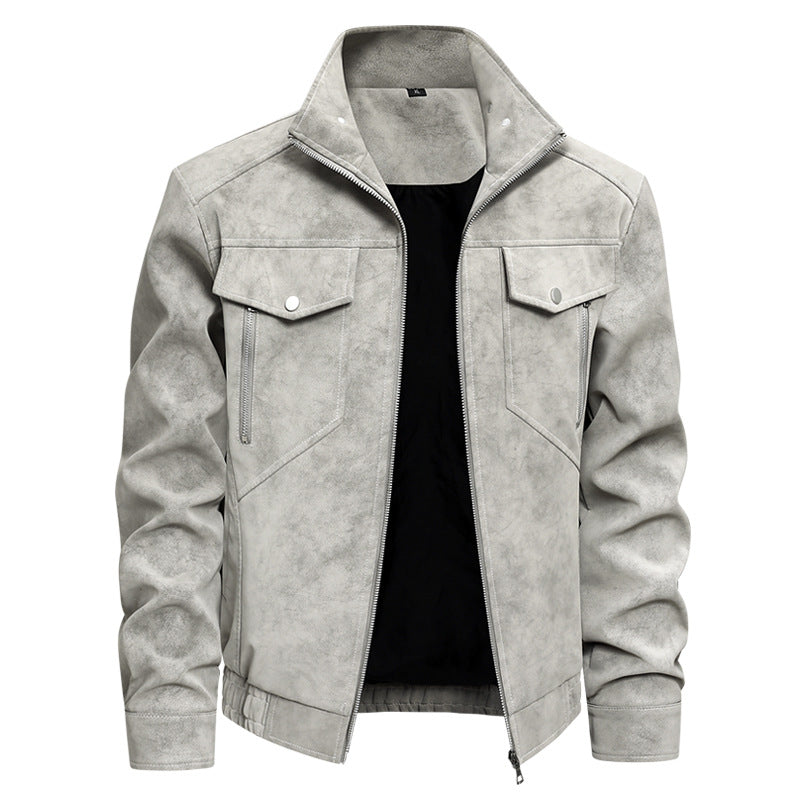 Herren Modische Kunstlederjacke mit praktischen Taschen Shop Nory