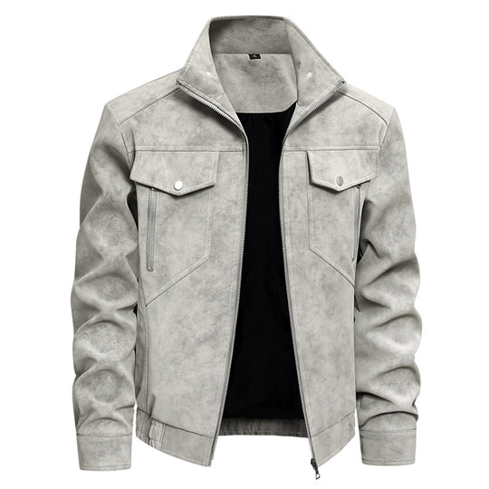 Herren Modische Kunstlederjacke mit praktischen Taschen Shop Nory
