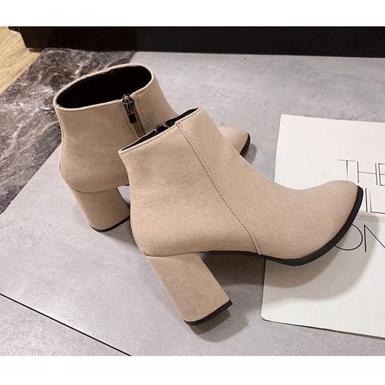 Damen Stiefeletten mit elegantem Blockabsatz und praktischem Reißverschluss