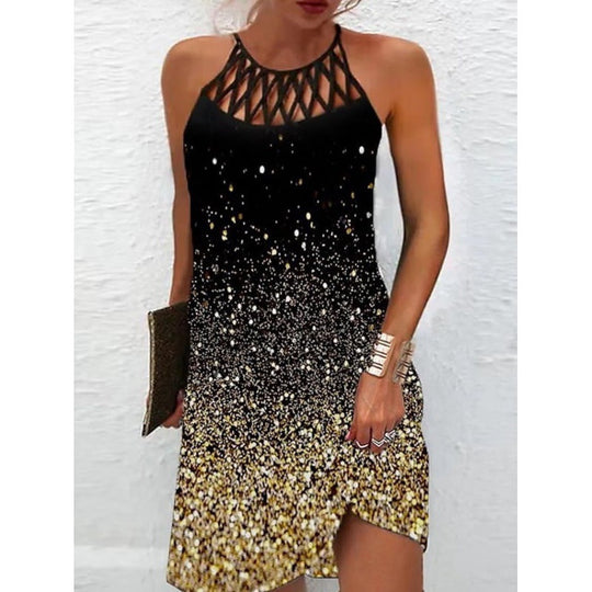 Damen Neckholder Kleid mit funkelndem Gradient-Design