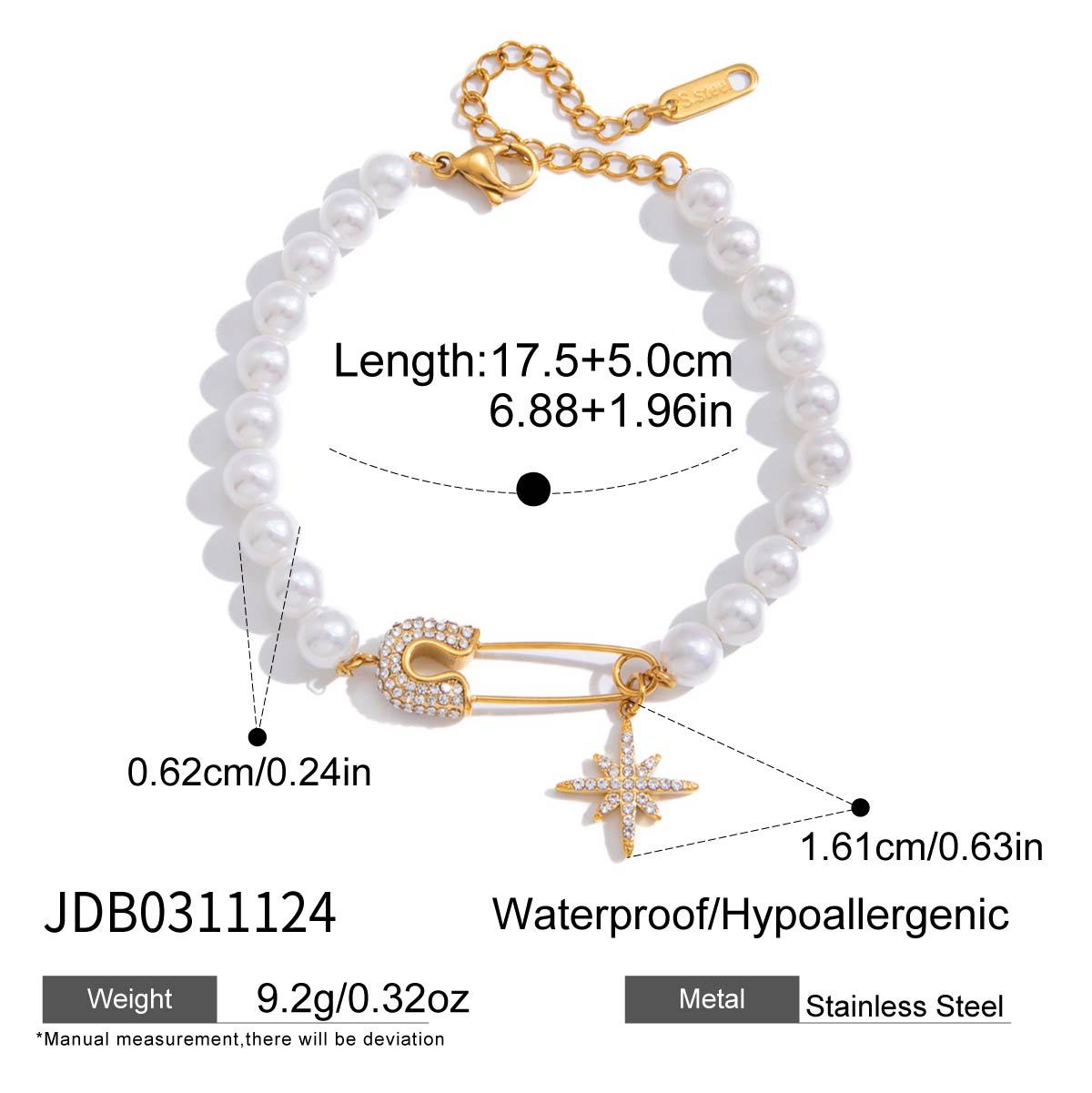 Damen Armband mit eleganten Perlen und funkelndem Anhänger Shop Nory