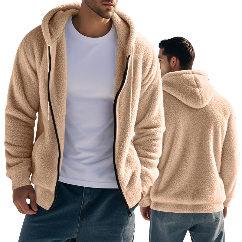 Herren nan Teddyfleece Kapuzenjacke mit Frontreißverschluss und Eingrifftaschen Shop Nory