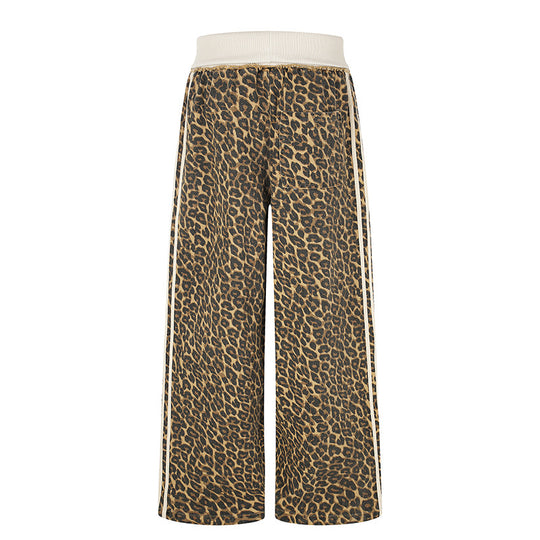 Damen weite Palazzo-Jogginghose mit Leopardenprint und elastischem Rippbund Shop Nory