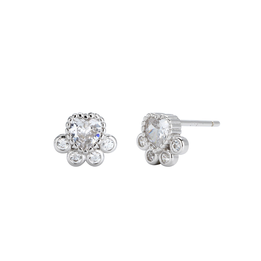 Damen Ohrstecker mit Herzmotiv und funkelnden Zirkonia Shop Nory