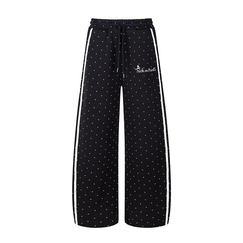 Damen Extraweite Palazzo-Sweathose im Polka-Dot-Design mit elastischem Komfortbund und seitlichen Kontraststreifen Shop Nory