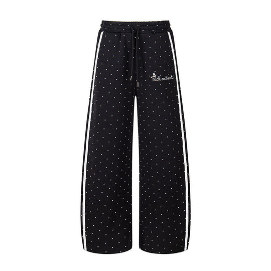 Damen Extraweite Palazzo-Sweathose im Polka-Dot-Design mit elastischem Komfortbund und seitlichen Kontraststreifen Shop Nory