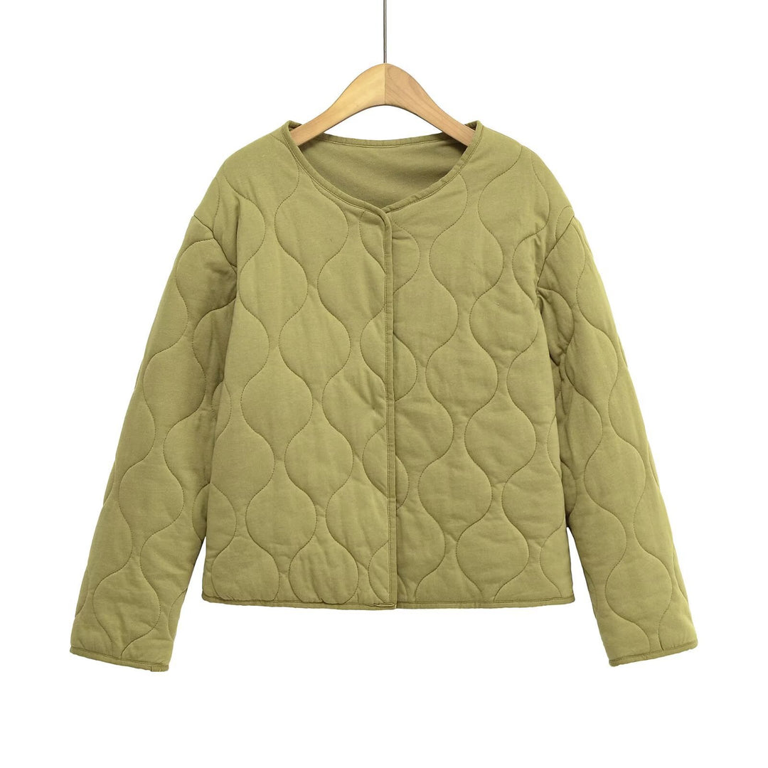 Damen Steppjacke ohne Kragen mit kastiger Silhouette und tonaler Wellensteppung Shop Nory