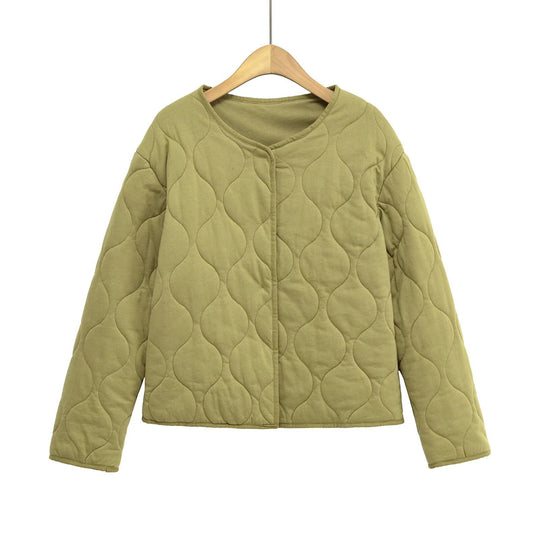 Damen Steppjacke ohne Kragen mit kastiger Silhouette und tonaler Wellensteppung Shop Nory