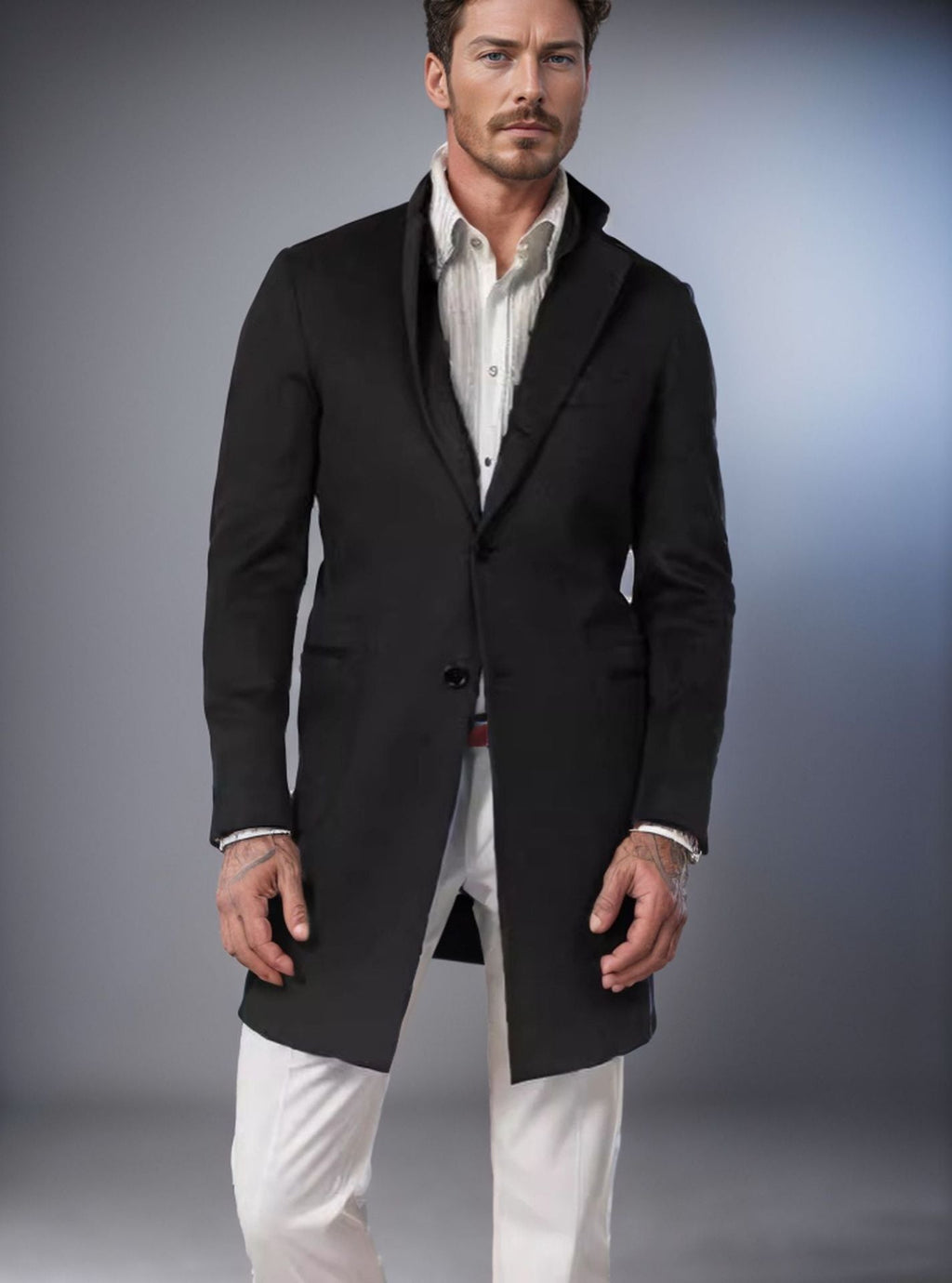 Herren eleganter Langmantel aus weichem Stoff