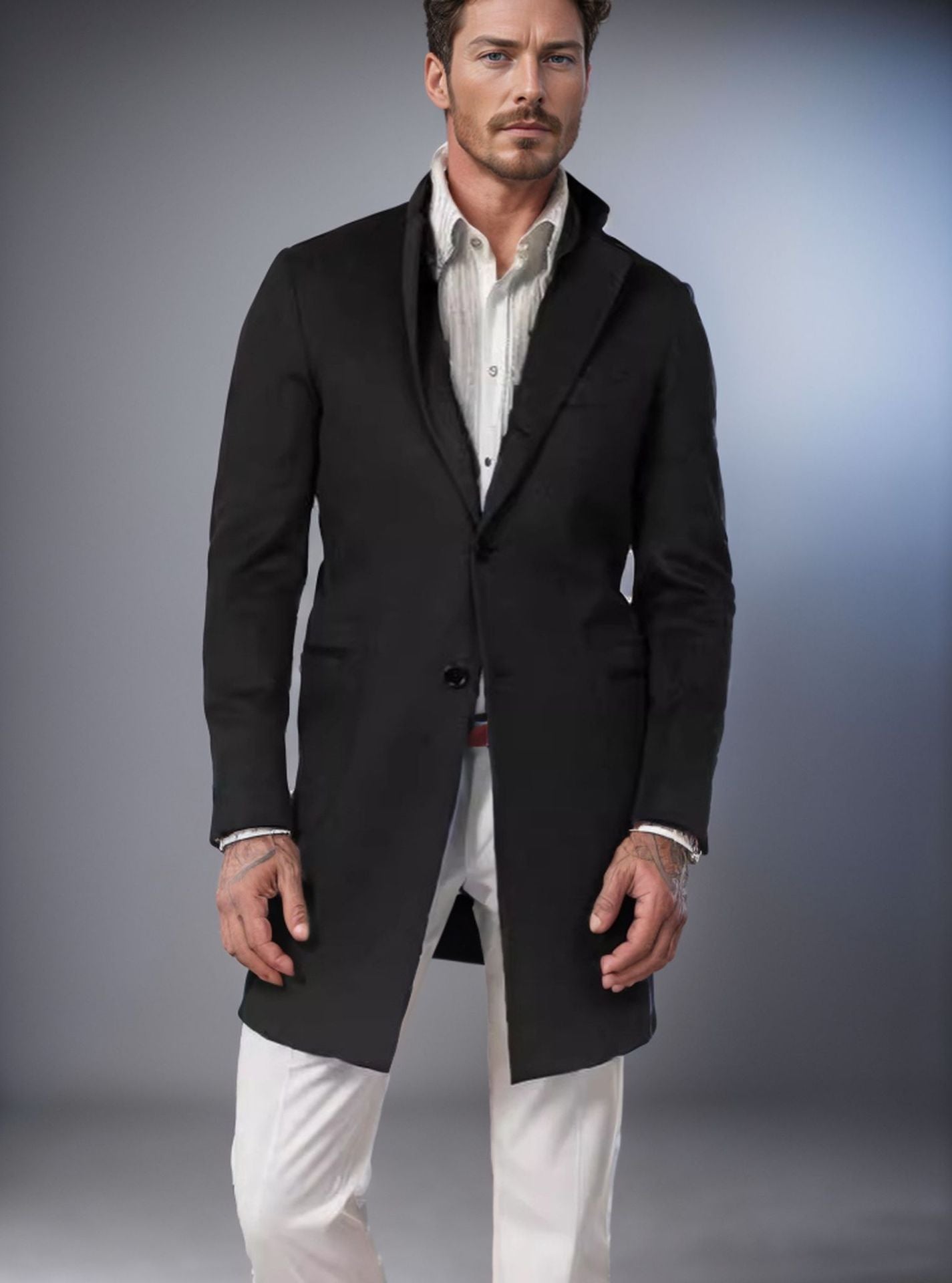 Herren eleganter Langmantel aus weichem Stoff