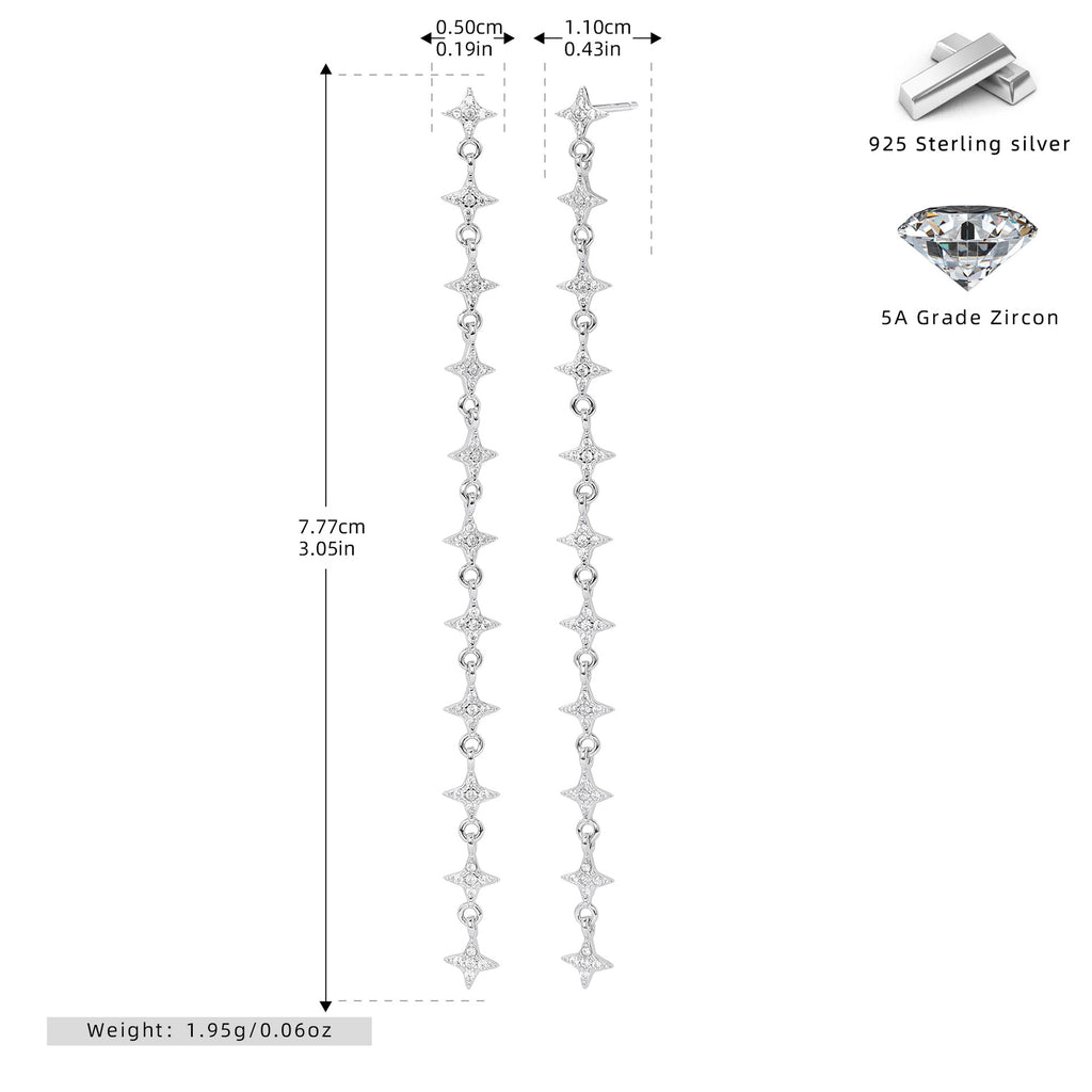 Damen Ohrhänger mit funkelnden Zirkon-Sternen aus hochwertigem 925 Sterling Silber Shop Nory