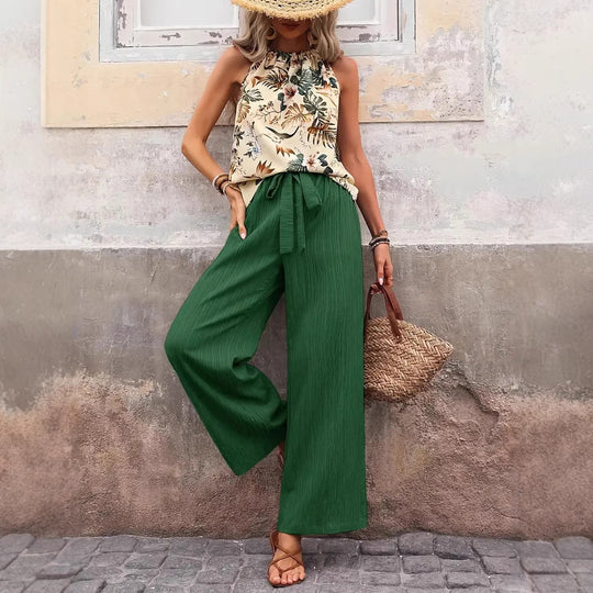 Damen weite Leinenhose mit Kordelzug und Faltenoptik Shop Nory