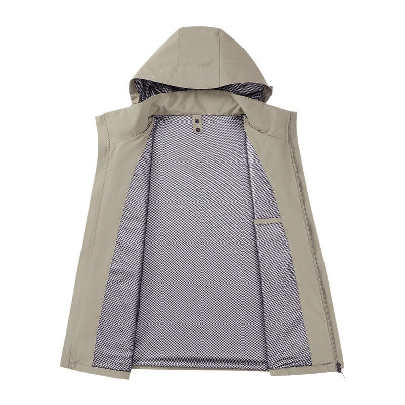 Herren leichte wasserabweisende Fieldjacke mit Kapuze und Multifachtaschen Shop Nory