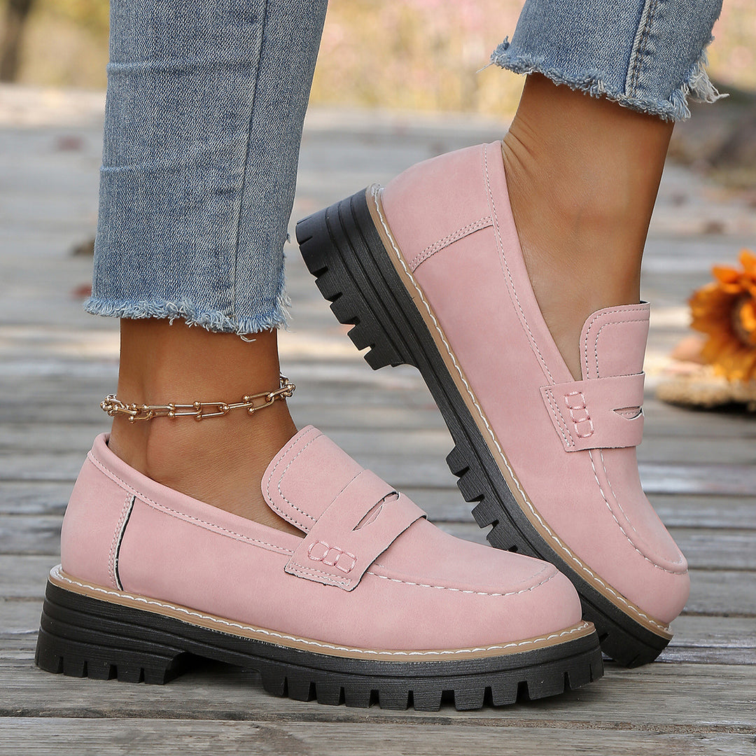 Damen robuste Loafer mit markanter Profilsohle, weichem Veloursoptik-Obermaterial und gepolstertem Komfortfußbett Shop Nory