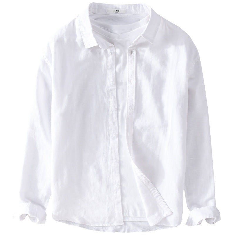 Herren Leinenmix-Layering-Overshirt mit Kentkragen, gerundetem Saum und Soft‑Touch Shop Nory
