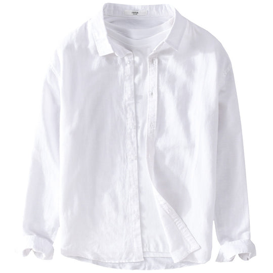 Herren Leinenmix-Layering-Overshirt mit Kentkragen, gerundetem Saum und Soft‑Touch Shop Nory