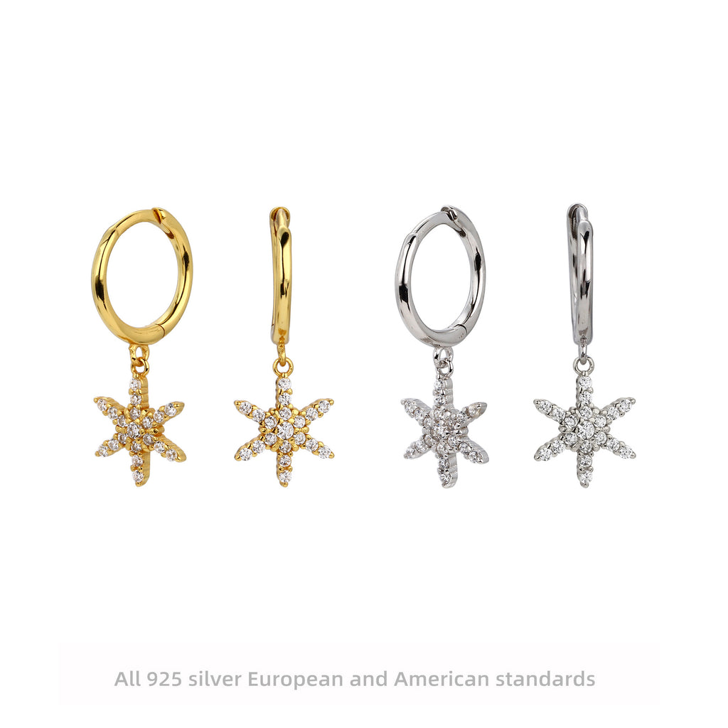 Damen Ohrringe mit funkelnden Zirkon-Stern-Anhängern aus 925 Sterling Silber Shop Nory