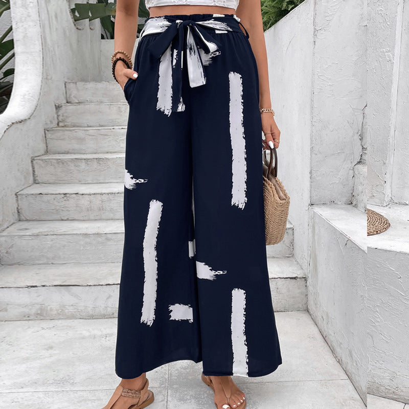 Damen Palazzo-Hose mit Paperbag-Bund, weitem Bein und Bindegürtel Shop Nory