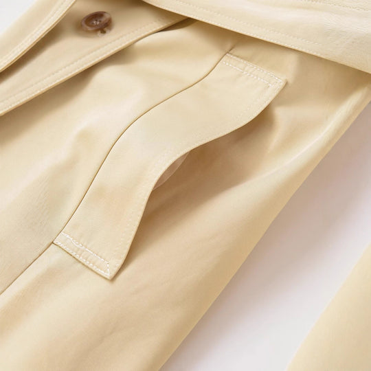 Damen Midi-Trenchcoat aus leichtem Funktionsstoff mit Bindegürtel und Sturmklappe Shop Nory